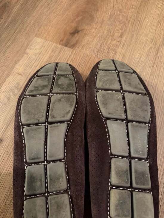 Prada Men\'s Brown Suede Perforated Penny Loafers Size 45 main image 6
